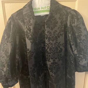 Black Bow Blouse with Puff Sleeves